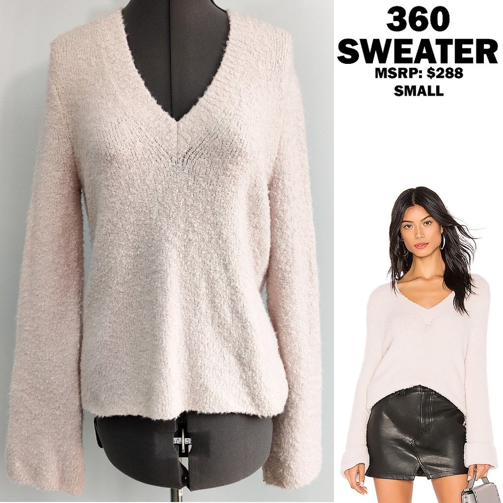 NEW $288 360 SWEATER V-Neck Woolen Sweater Quartz